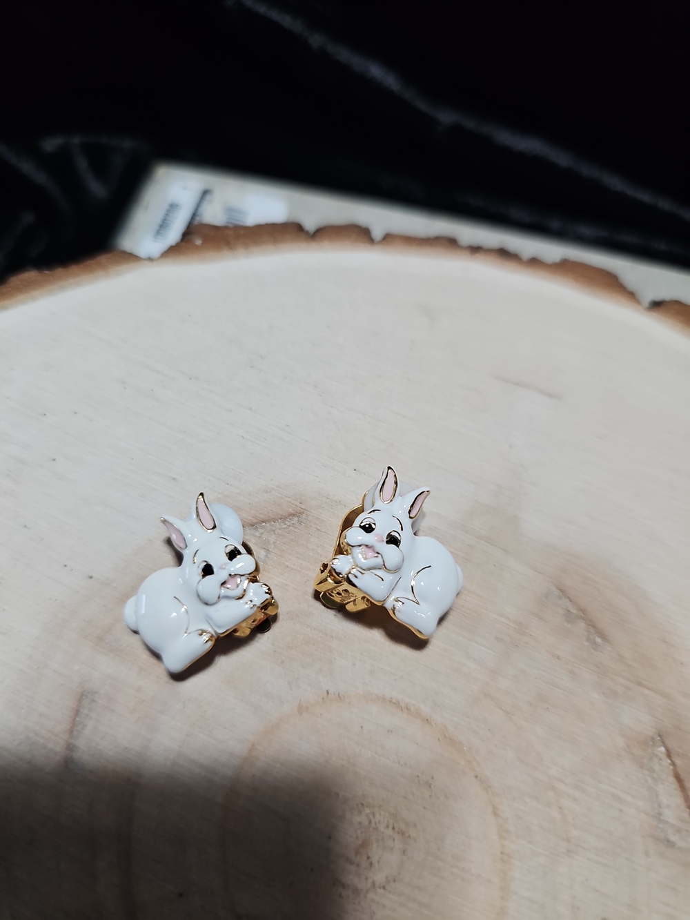 White Bunny Enamel Clip-On Earrings - Small Pets Accessory
